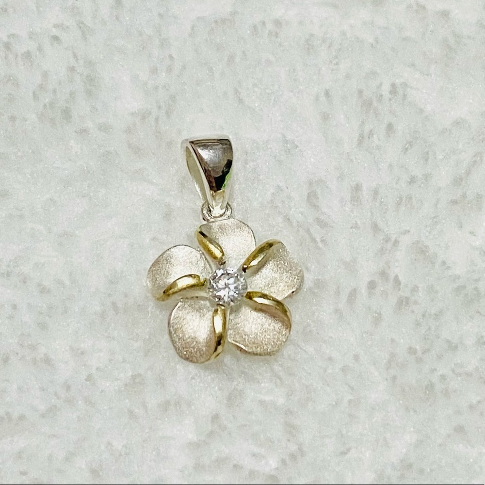 Sterling silver plumeria pendant